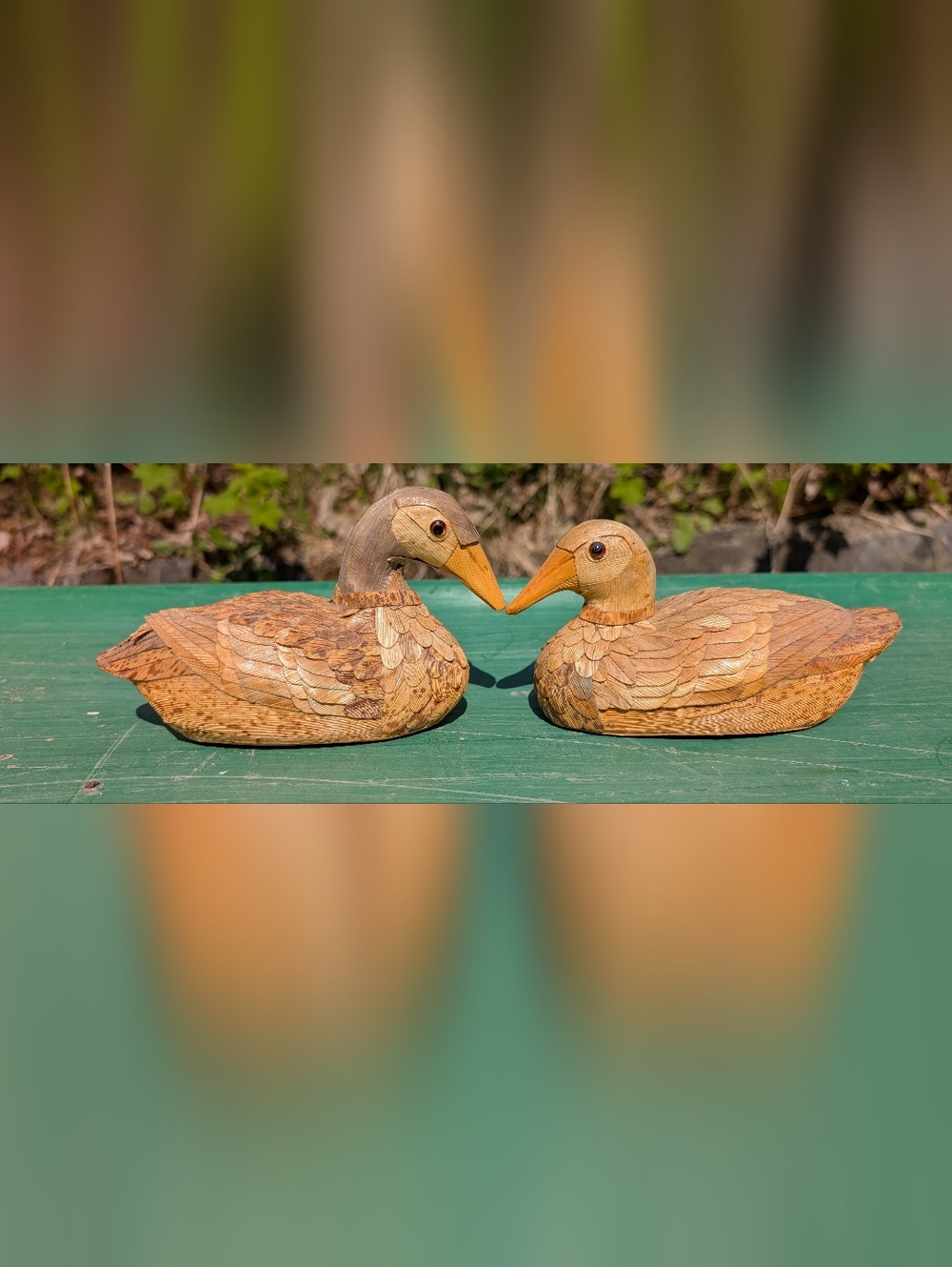 Vintage Handmade Corn Husk Duck Decoys in Natural Brown - Decorative Home Accent